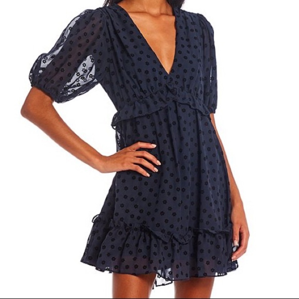 B Darlin Floral Flocked A-Line dress